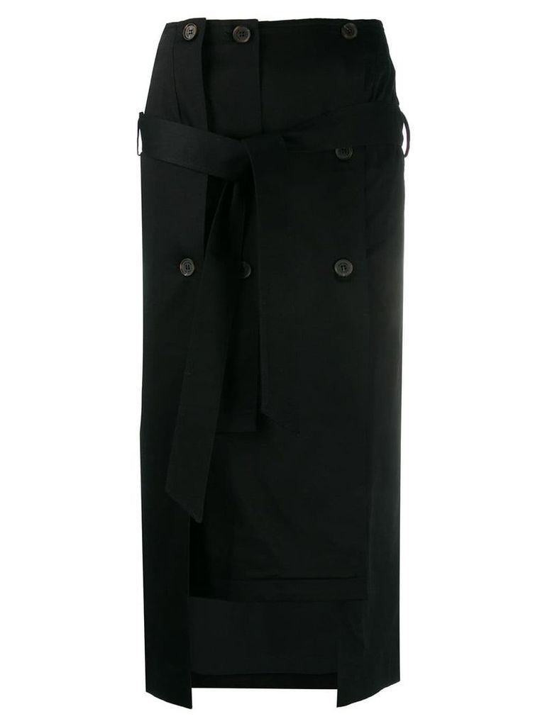Rokh buttoned layered midi skirt - Black