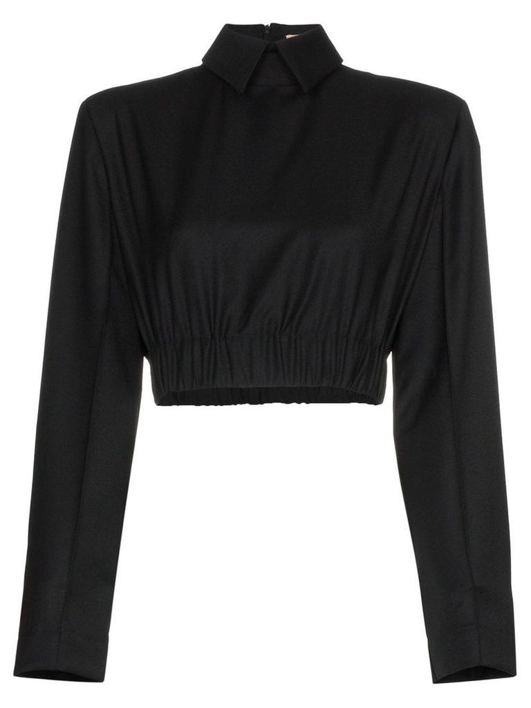 Matériel cropped collar blouse - Black