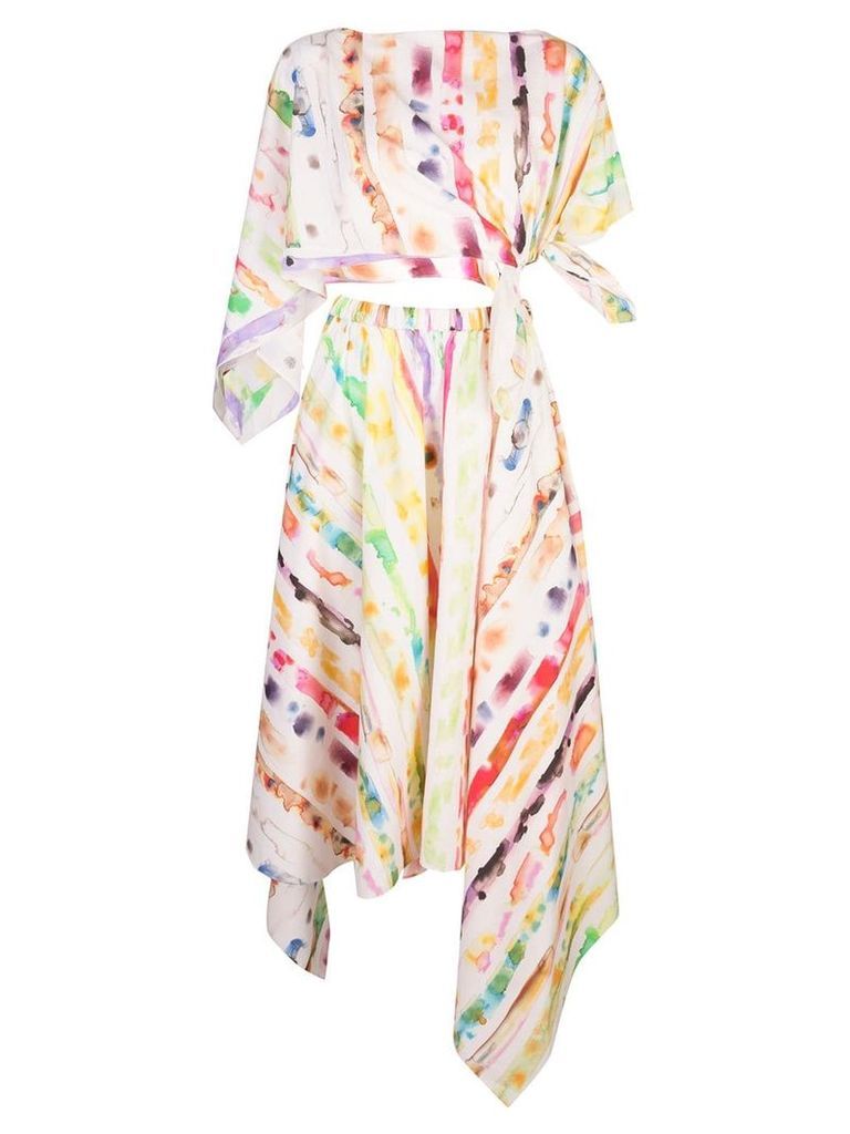 Rosie Assoulin tie-dye print two-piece dress - White