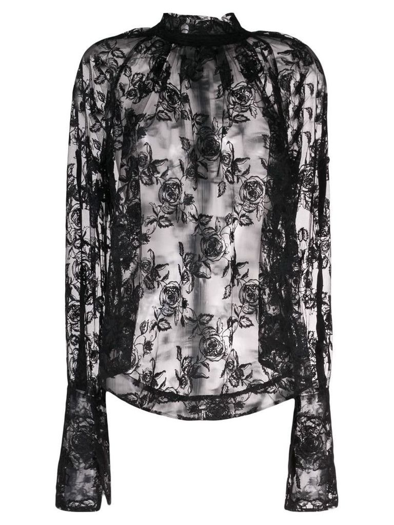 Ann Demeulemeester floral lace blouse - Black