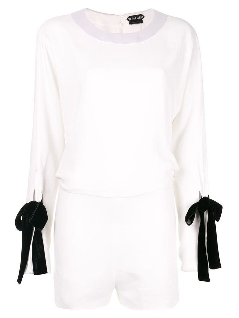 Tom Ford tied sleeve playsuit - White