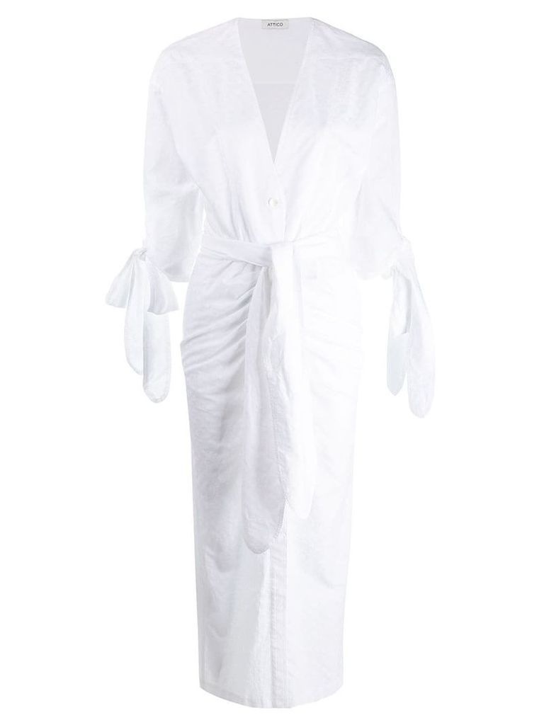 Attico tie waist shirt dress - White
