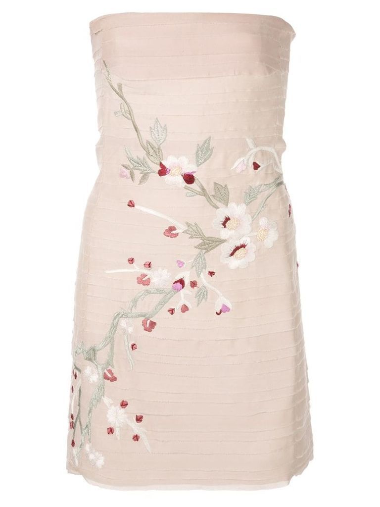 Alexis Asuka embroidered strapless dress - PINK