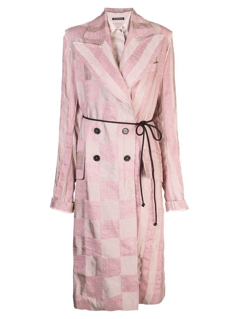 Ann Demeulemeester checked print coat - PINK