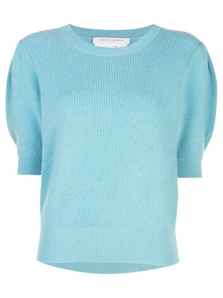 Carolina Herrera puff-sleeve knitted top - Blue