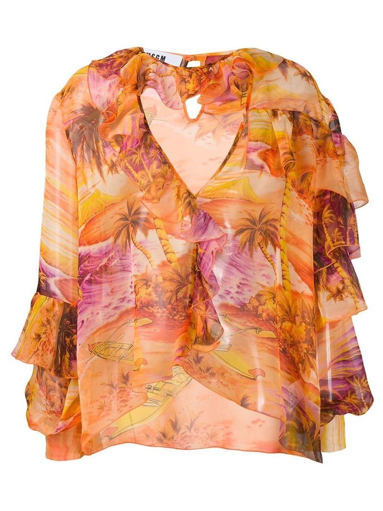MSGM tropical blouse - ORANGE