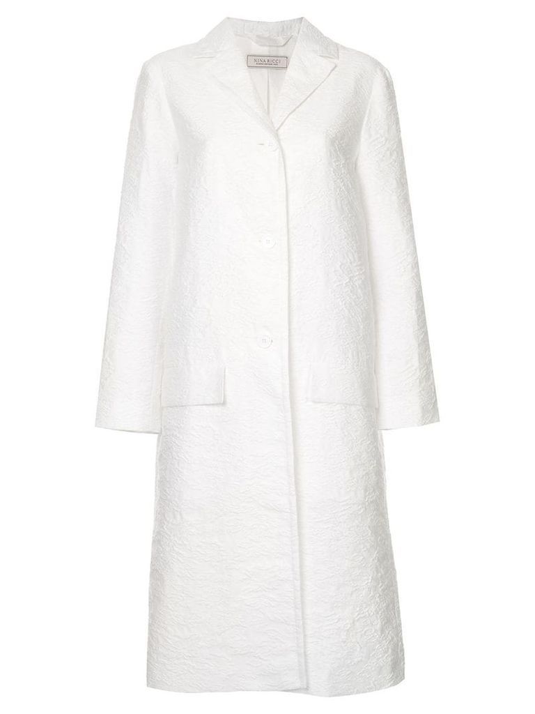 Nina Ricci textured single breasted coat - White