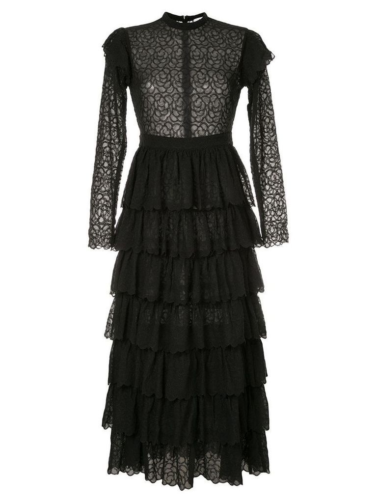 Sir. Florrié embroidered ruffle dress - Black