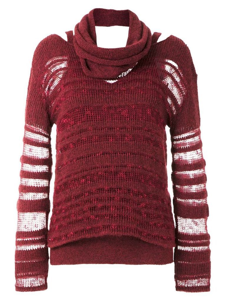 Mara Mac sheer panels knit blouse - Red