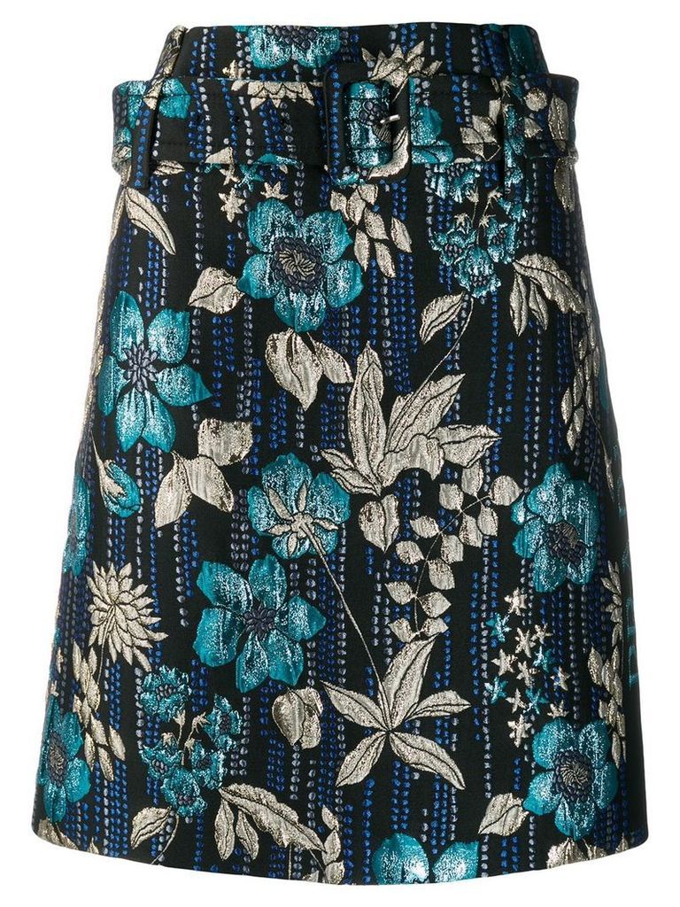 Prada jacquard embroidered floral skirt - Blue