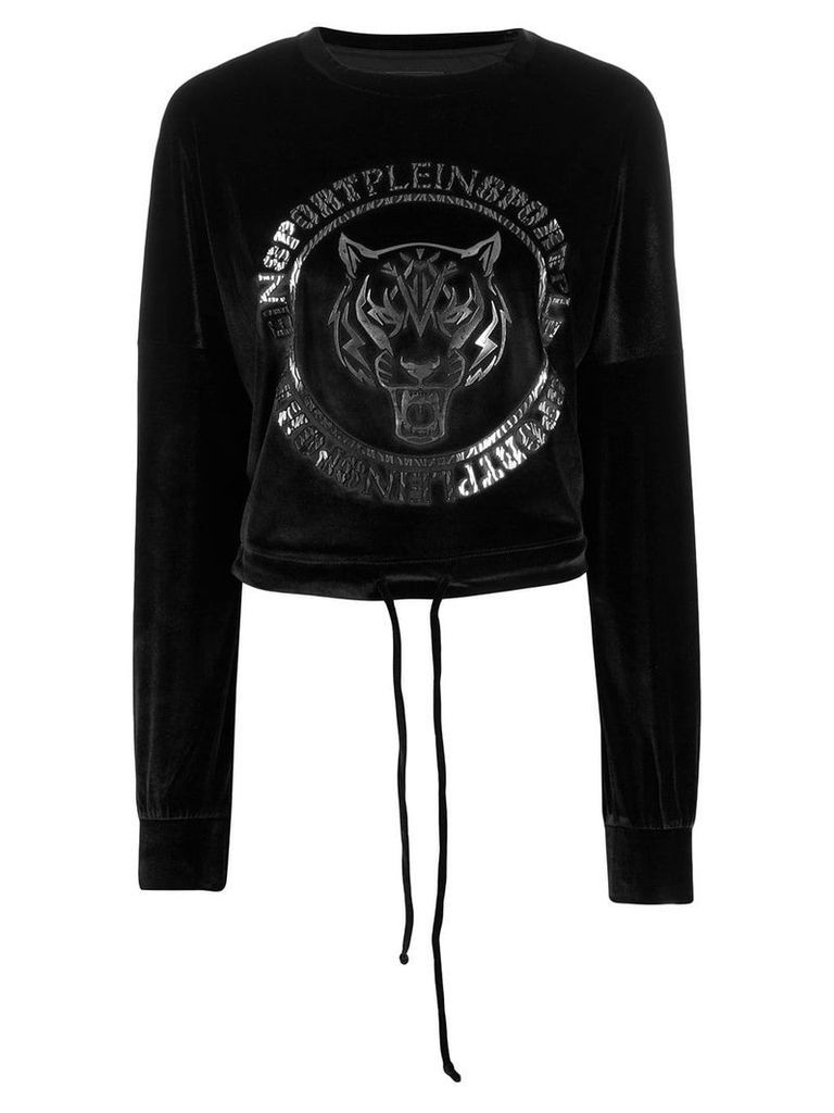 Plein Sport motif velour sweatshirt - Black