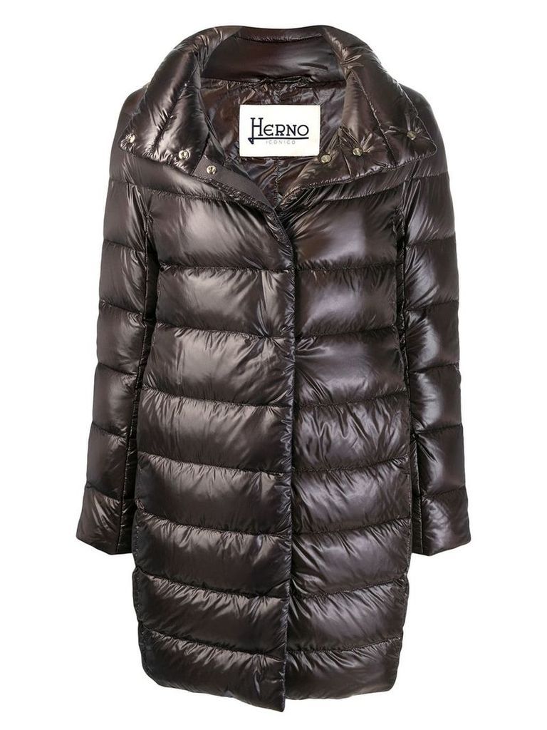 Herno concealed fastening padded coat - Brown