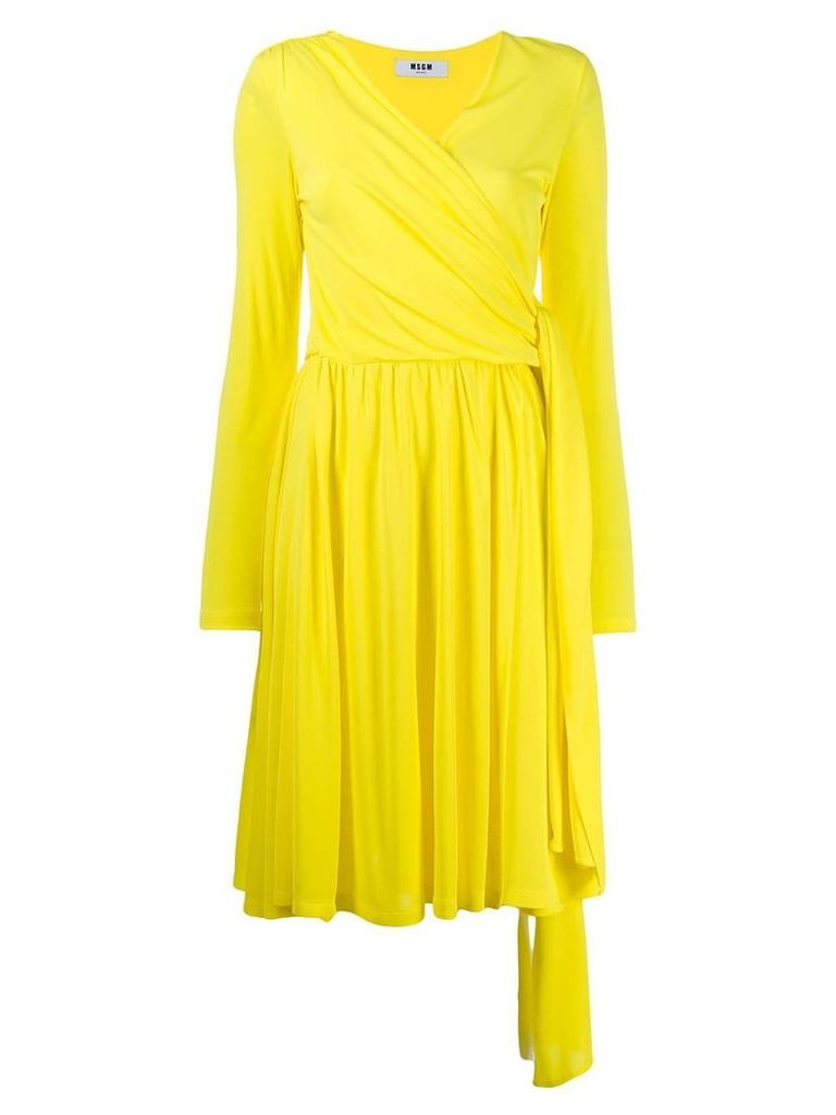 MSGM long sleeve wrap dress - Yellow