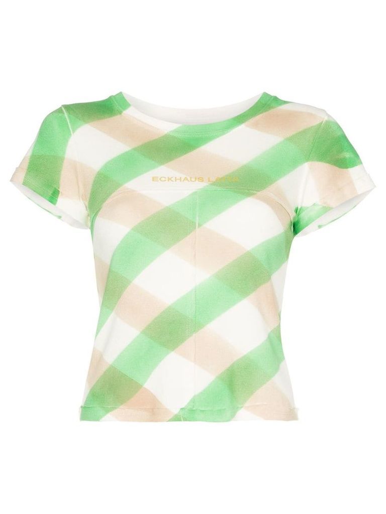 Eckhaus Latta Lapped Baby check print T-shirt - Green