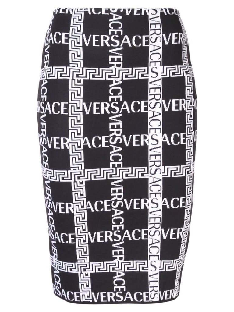 Versace logo printed pencil skirt - Black