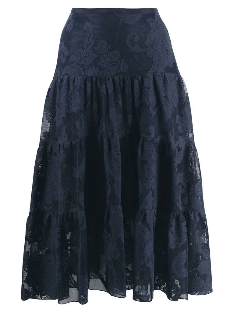 See By Chloé floral mesh tiered skirt - Blue