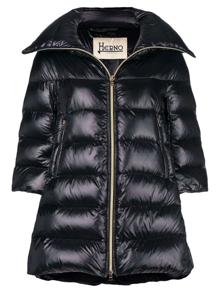 Herno puffer front zipped coat - Black