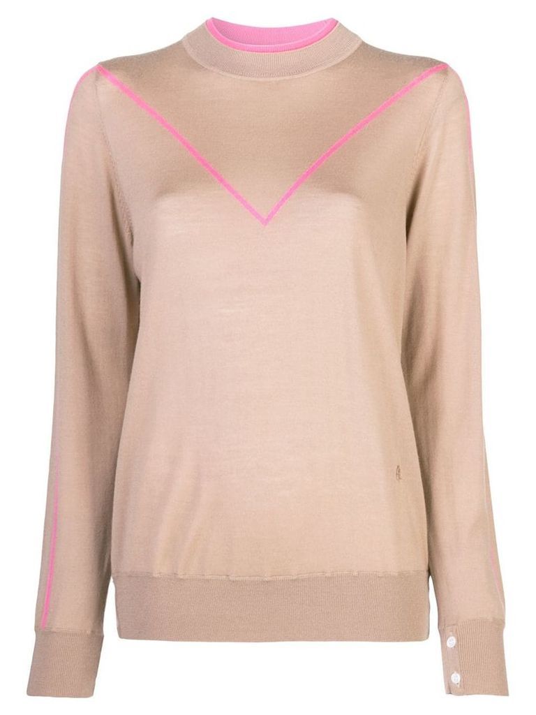 Adam Lippes pink trim sweater - NEUTRALS