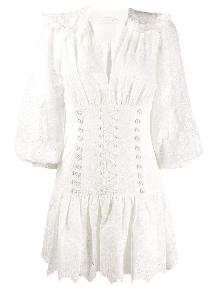 Zimmermann lace-up detail dress - White