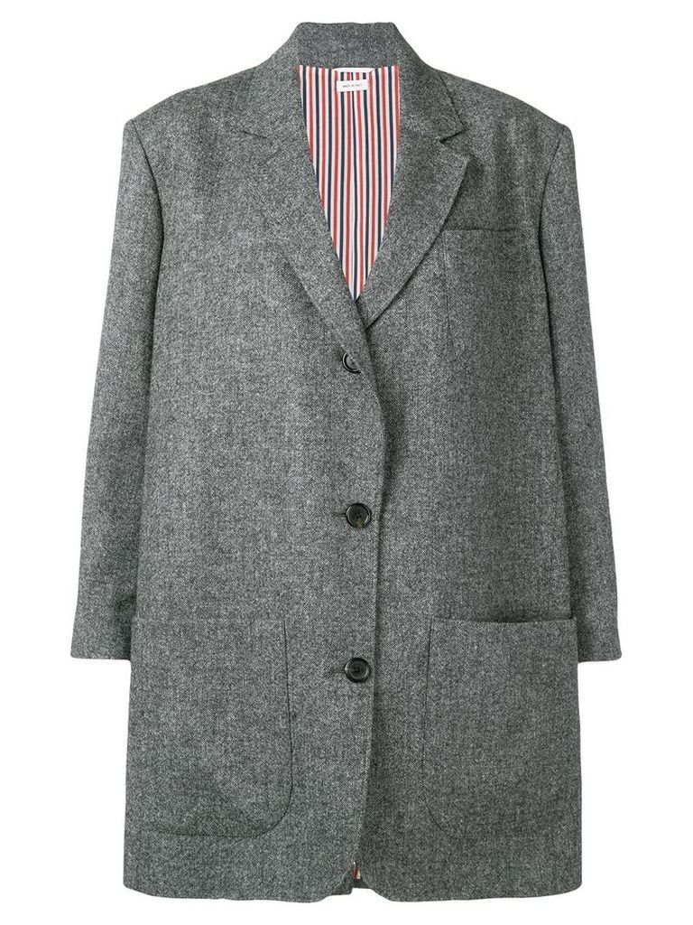 Thom Browne Supersized Donegal Tweed Sack Jacket - Grey