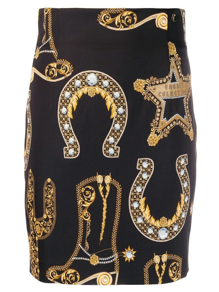 Versace Collection all-over print skirt - Black