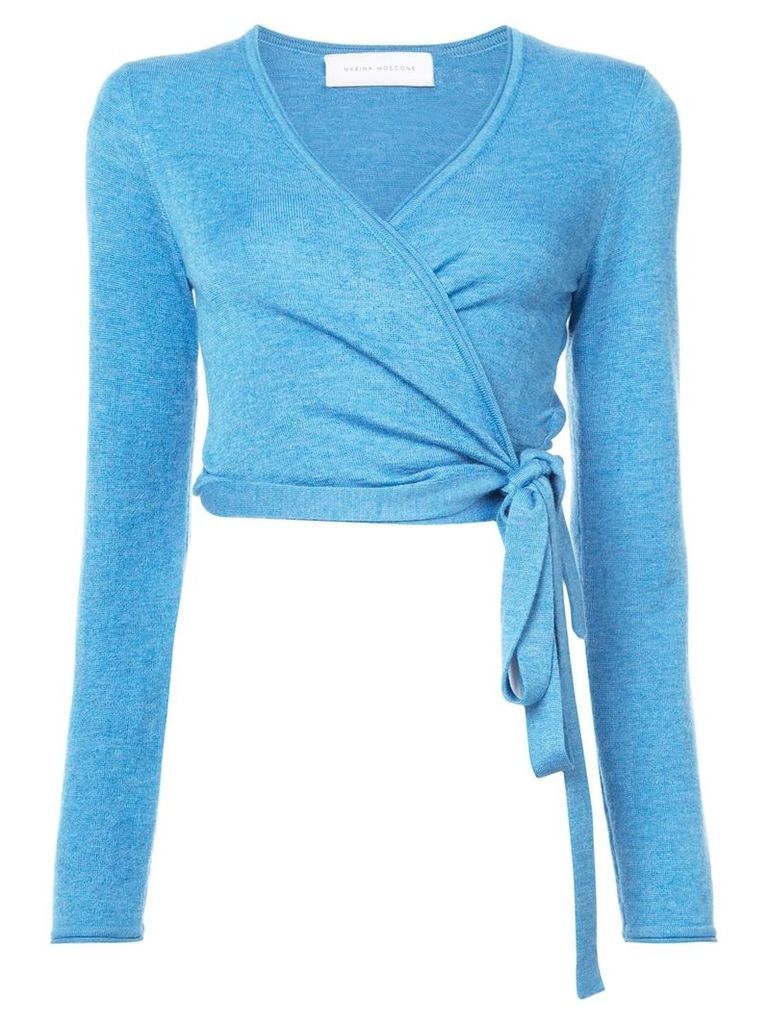 Marina Moscone V-neck wrap sweater - Blue