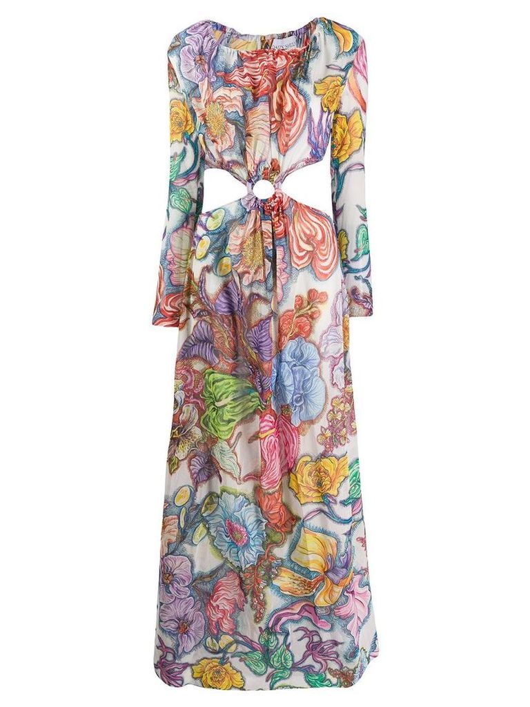 Daizy Shely expressionist floral printed maxi dress - Purple