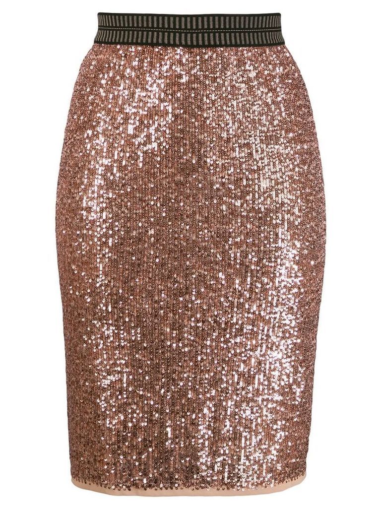 Luisa Cerano sequin embroidered fitted skirt - PINK