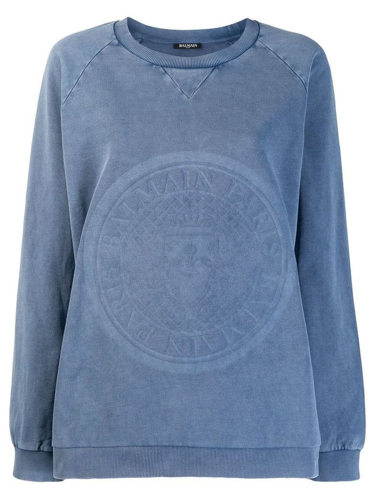 Balmain logo stamp sweatshirt - Blue