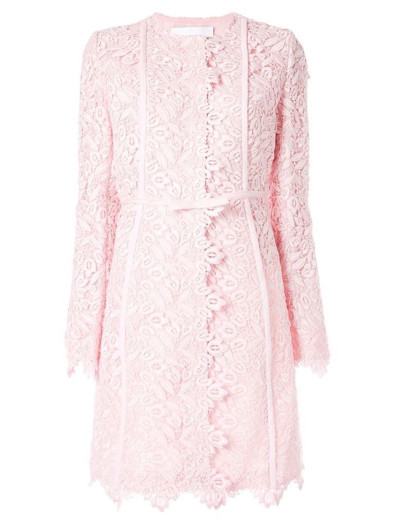 Giambattista Valli floral lace midi coat - PINK