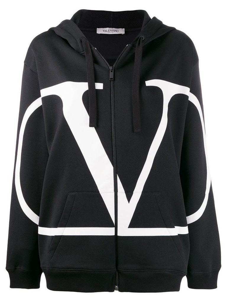 Valentino VLOGO zip-front hoodie - Black