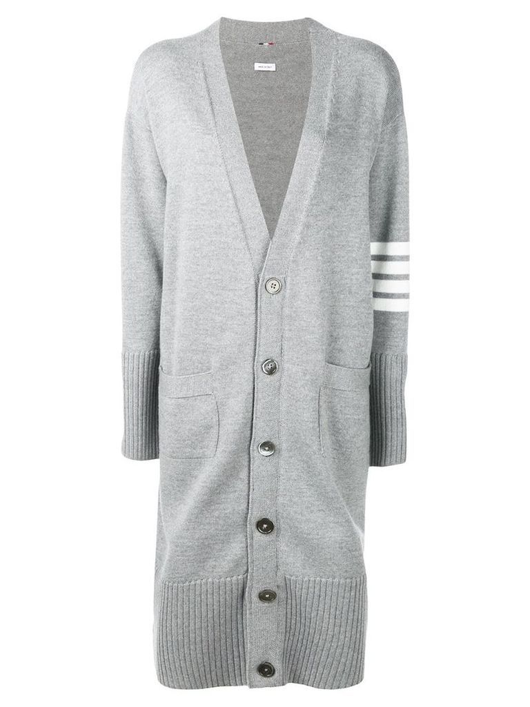 Thom Browne 4-Bar stripe cardi-coat - Grey