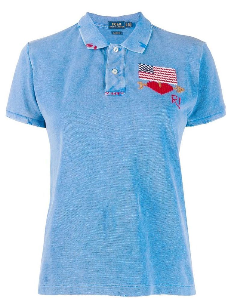 Polo Ralph Lauren embroidered flag polo top - Blue
