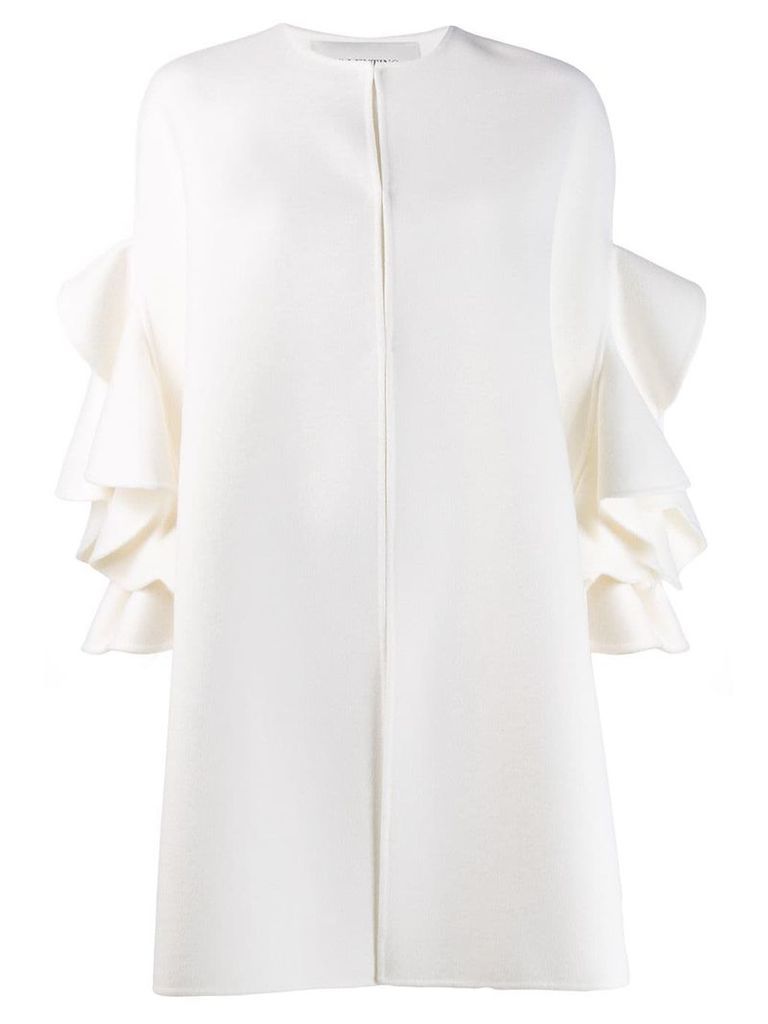 Valentino ruffle sleeve coat - White