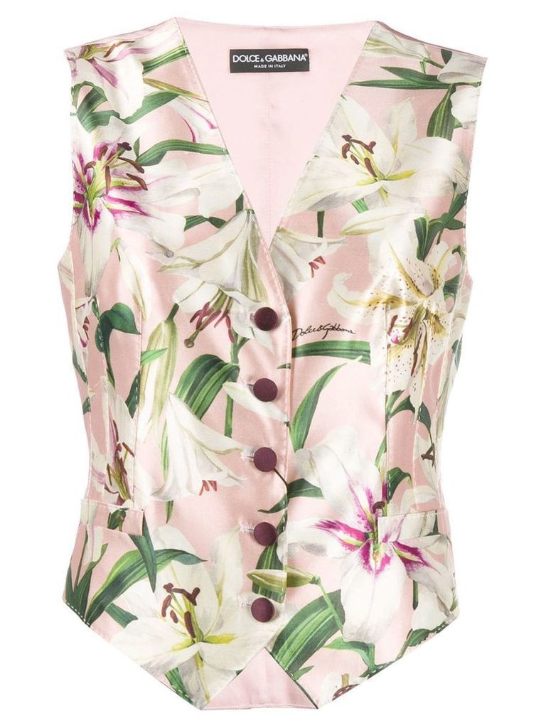 Dolce & Gabbana Lily print waistcoat - Pink