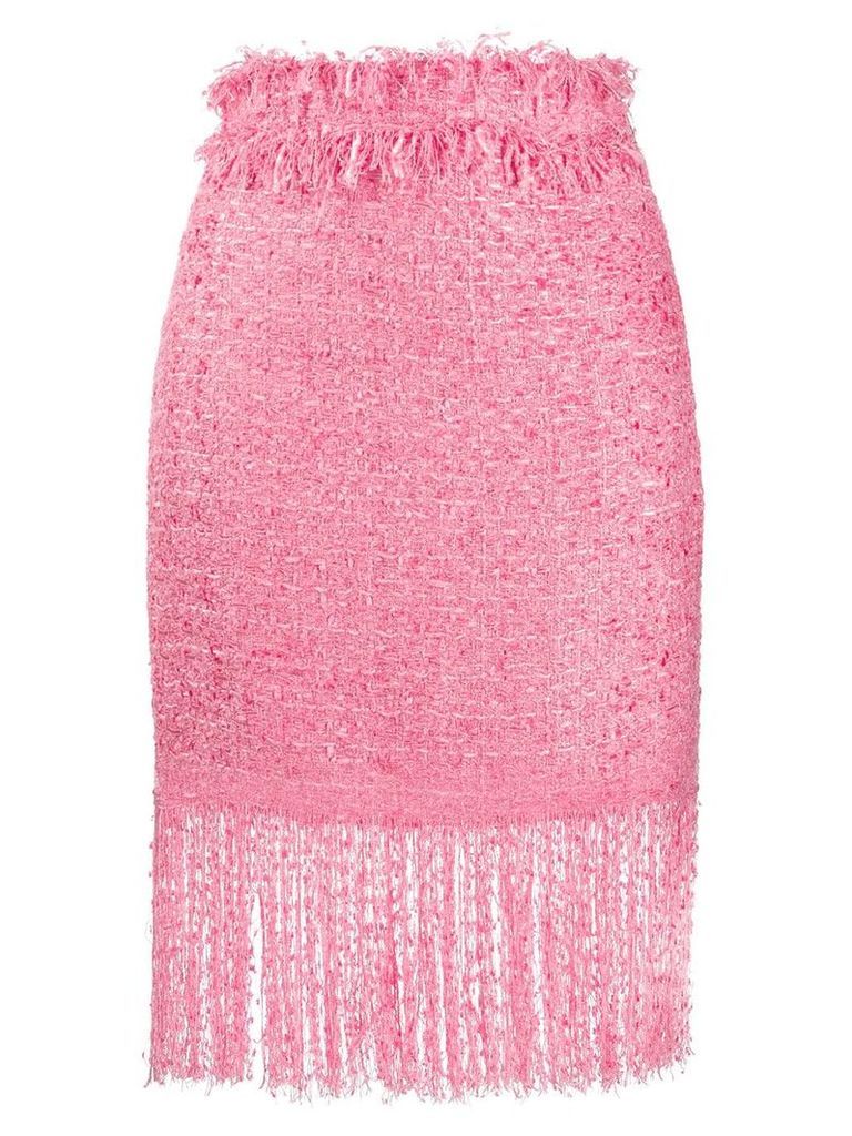 MSGM tweed fringe skirt - PINK