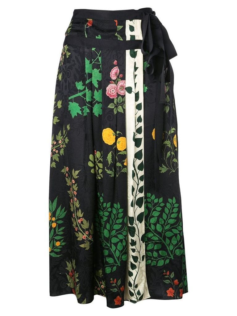Oscar de la Renta floral print pleated midi skirt - Black
