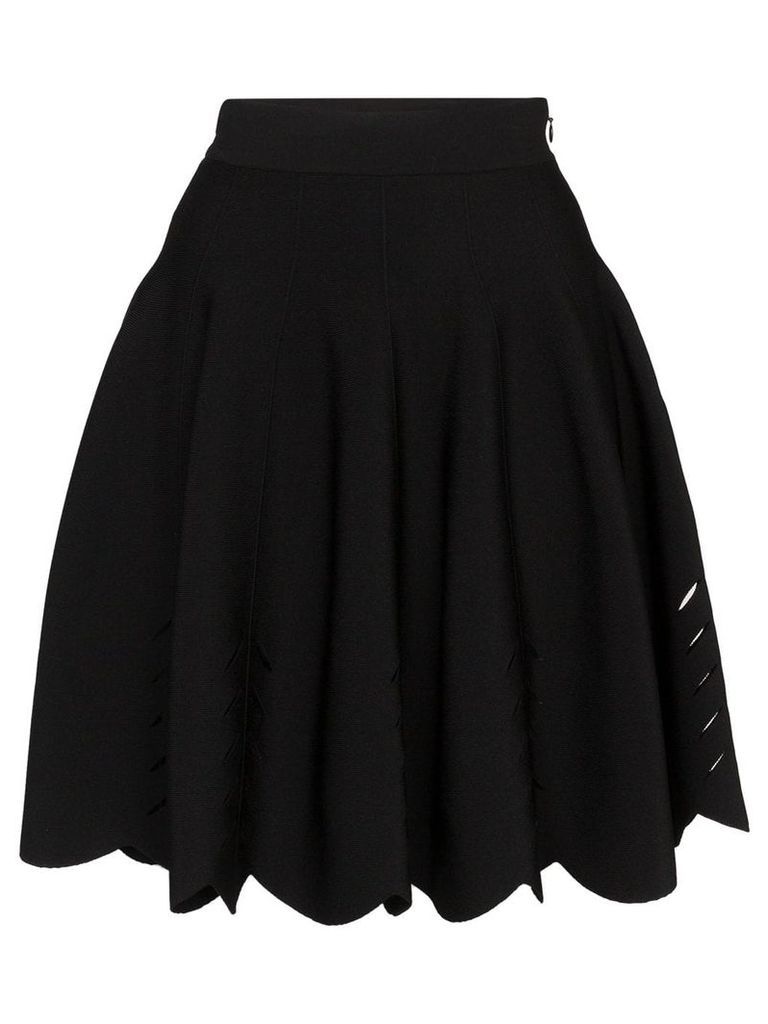 Alexander McQueen laser-cut flared mini skirt - Black