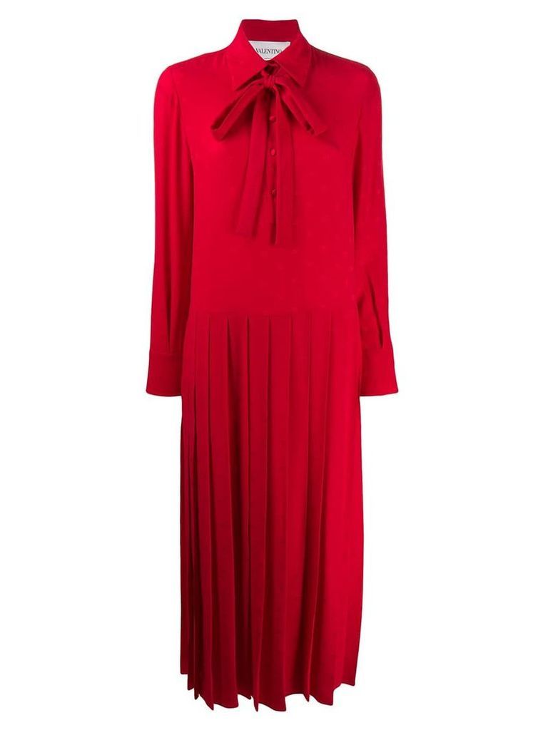 Valentino Pleated technical poplin dress - Red