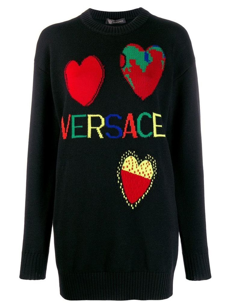 Versace jacquard knit logos jumper - Black