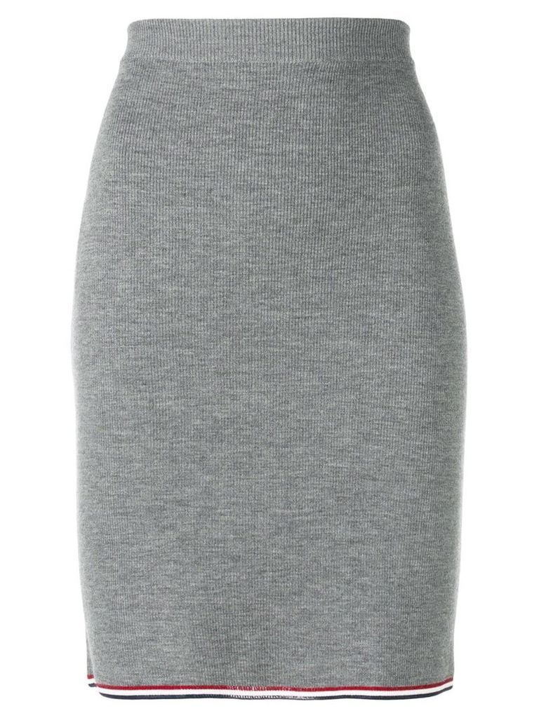 Thom Browne RWB-trim ribbed pencil skirt - Grey