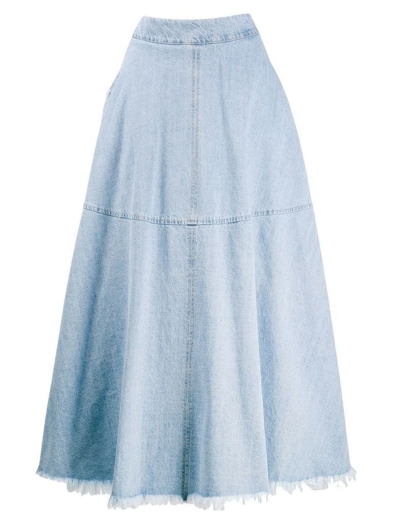 Federica Tosi frayed edge long skirt - Blue