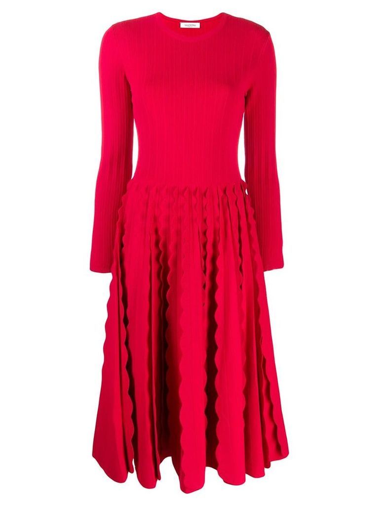 Valentino scallop trim dress - Red