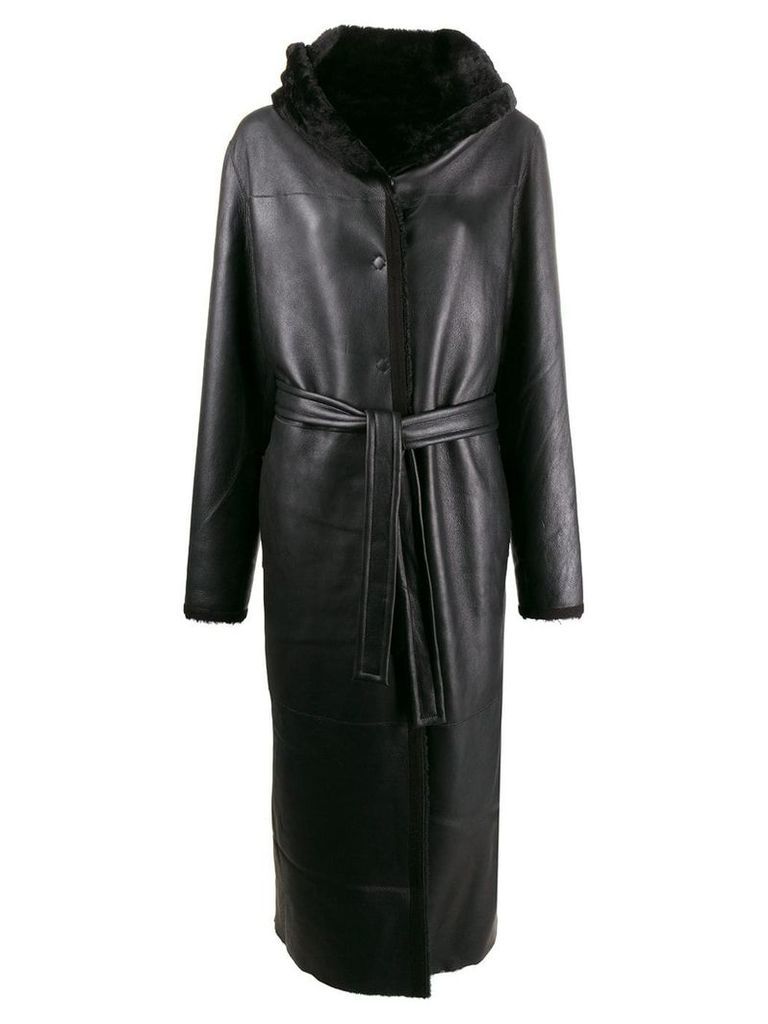 Liska Teddy hooded longline coat - Black