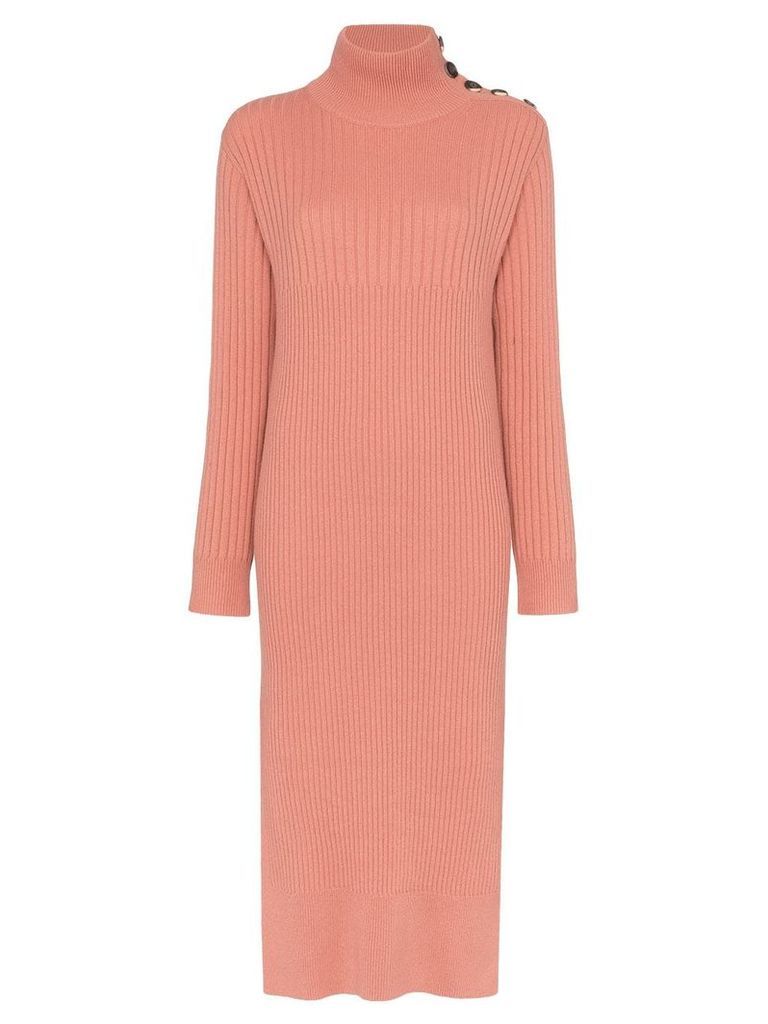 See by Chloé knitted roll-neck midi dress - PINK