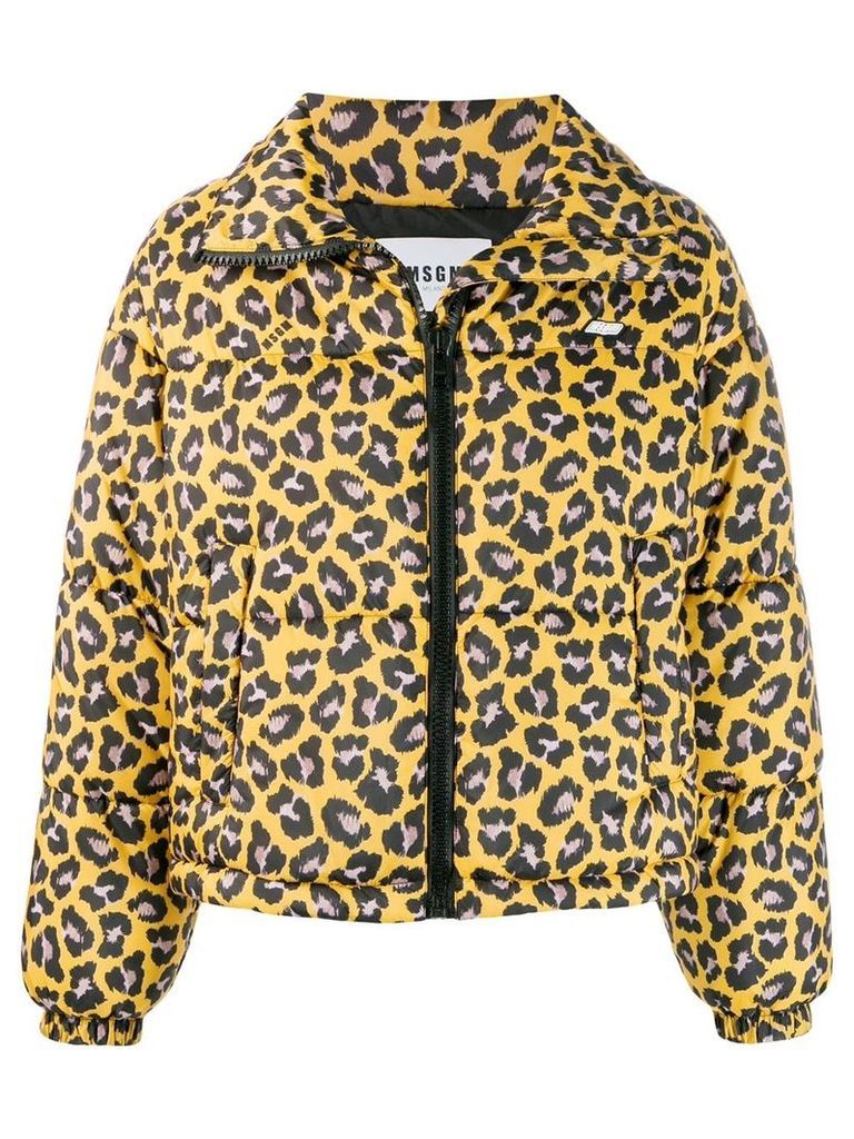 MSGM leopard-print puffer jacket - Yellow