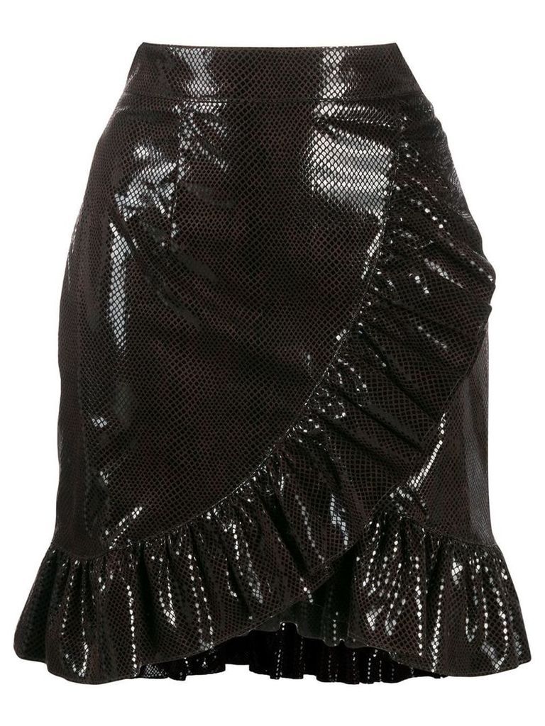 MSGM ruffled snakeskin-effect skirt - Black