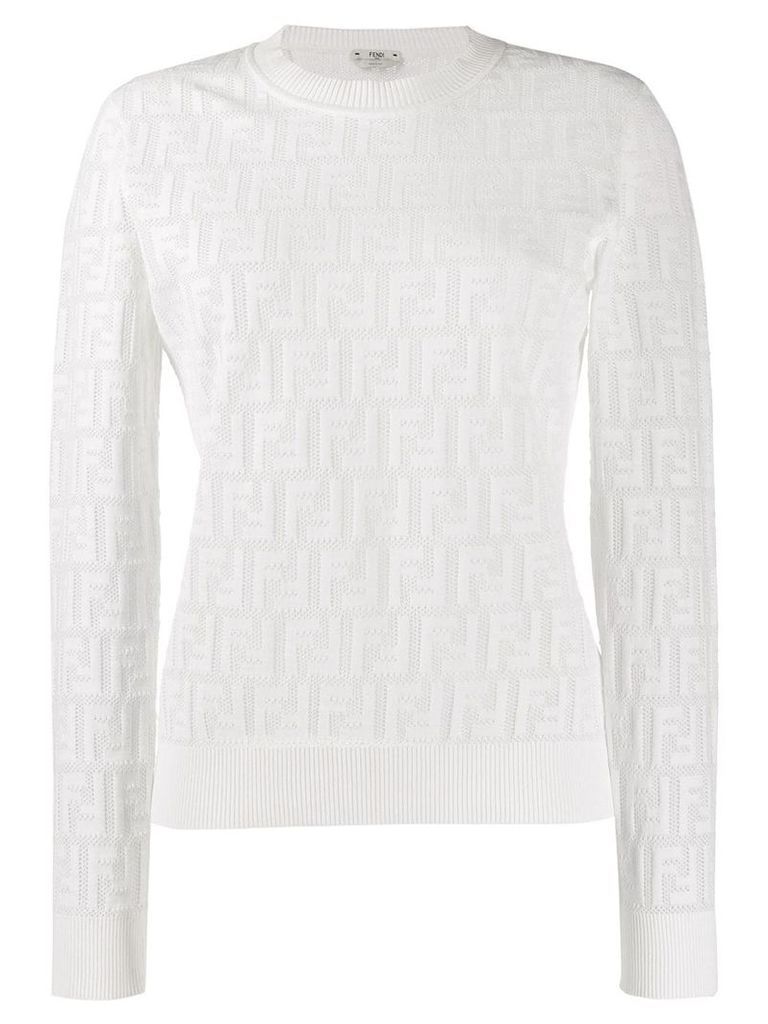 Fendi textured logo knit jumper - White