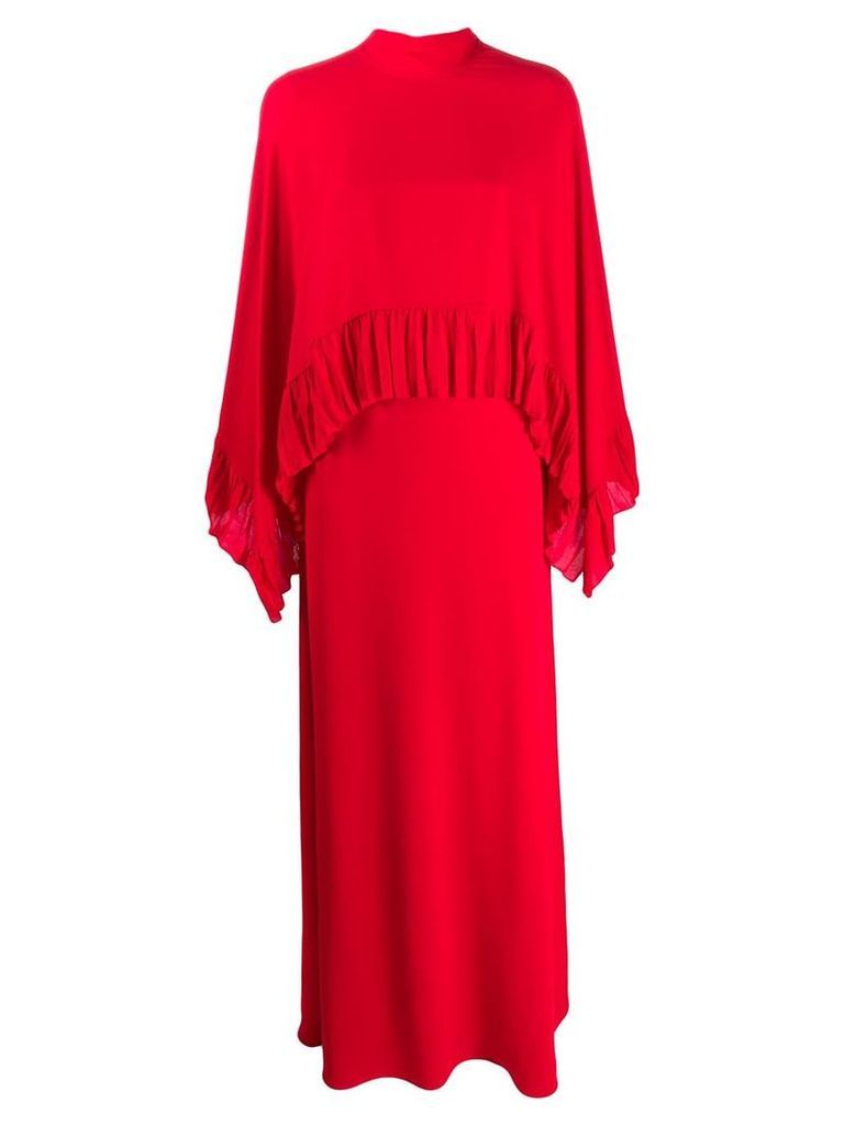 Valentino pleated trim two-tier dress - Red