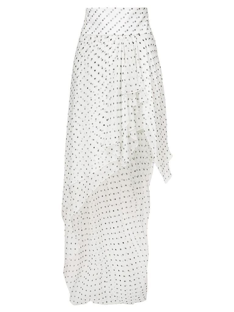 Alexandre Vauthier asymmetric spotted ruffled skirt - White